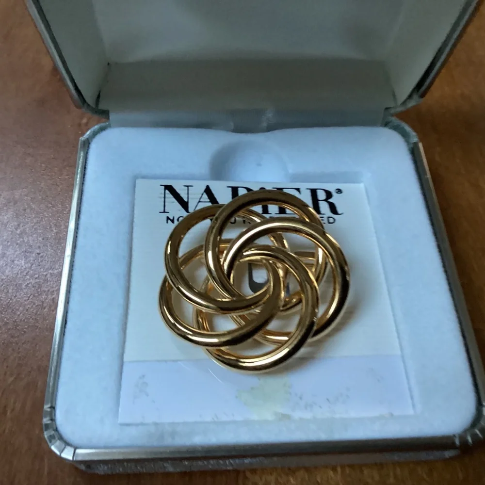 Napier Swirl Brooch Pin Gold-tone in box